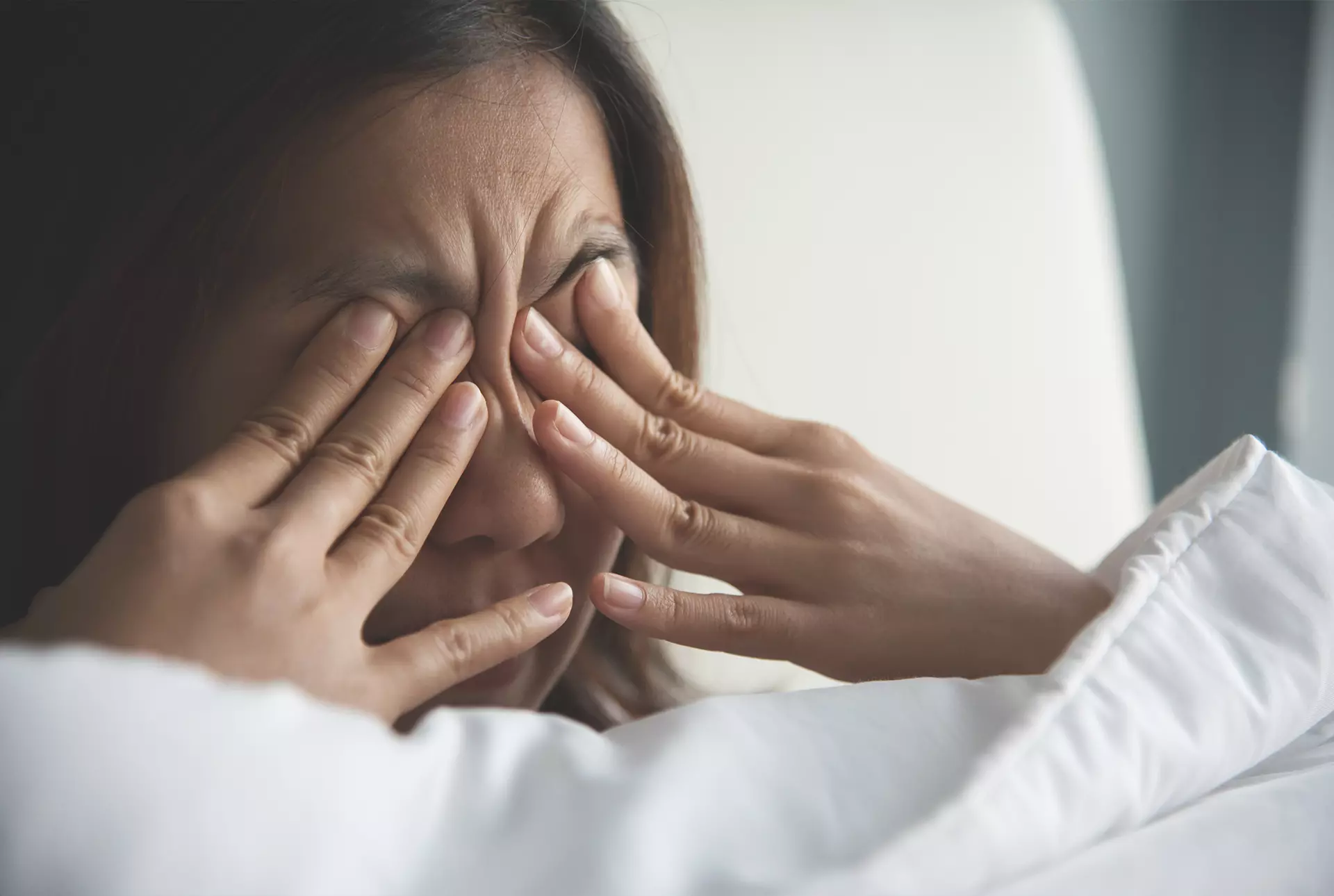 Woman rubbing her eyes can cause astigmatism