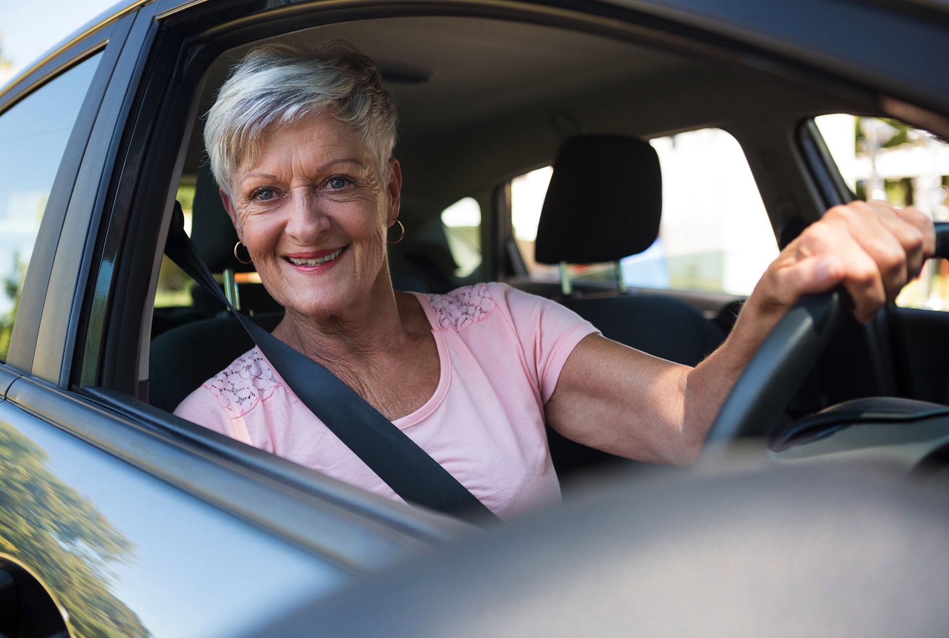 Woman driving after Cataract Surgery
